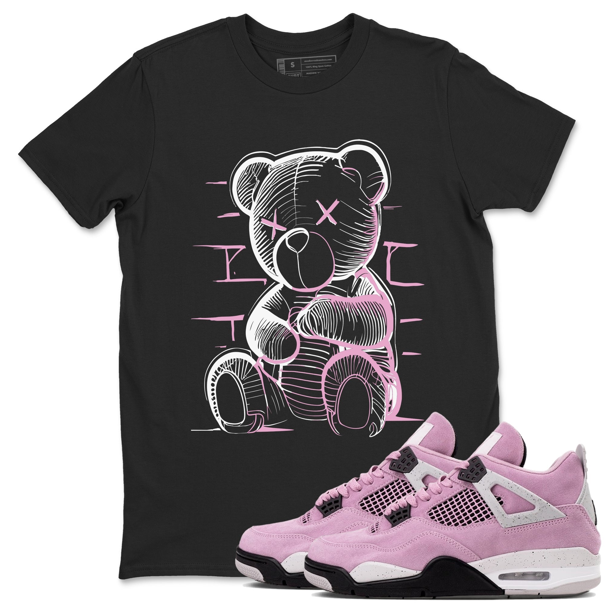 4s Retro Orchid shirts to match jordans Neon Bear sneaker match tees Air Jordan 4 WMNS Orchid match shoes to clothes SNRT Sneaker Tees unisex cotton Black 1 shirts