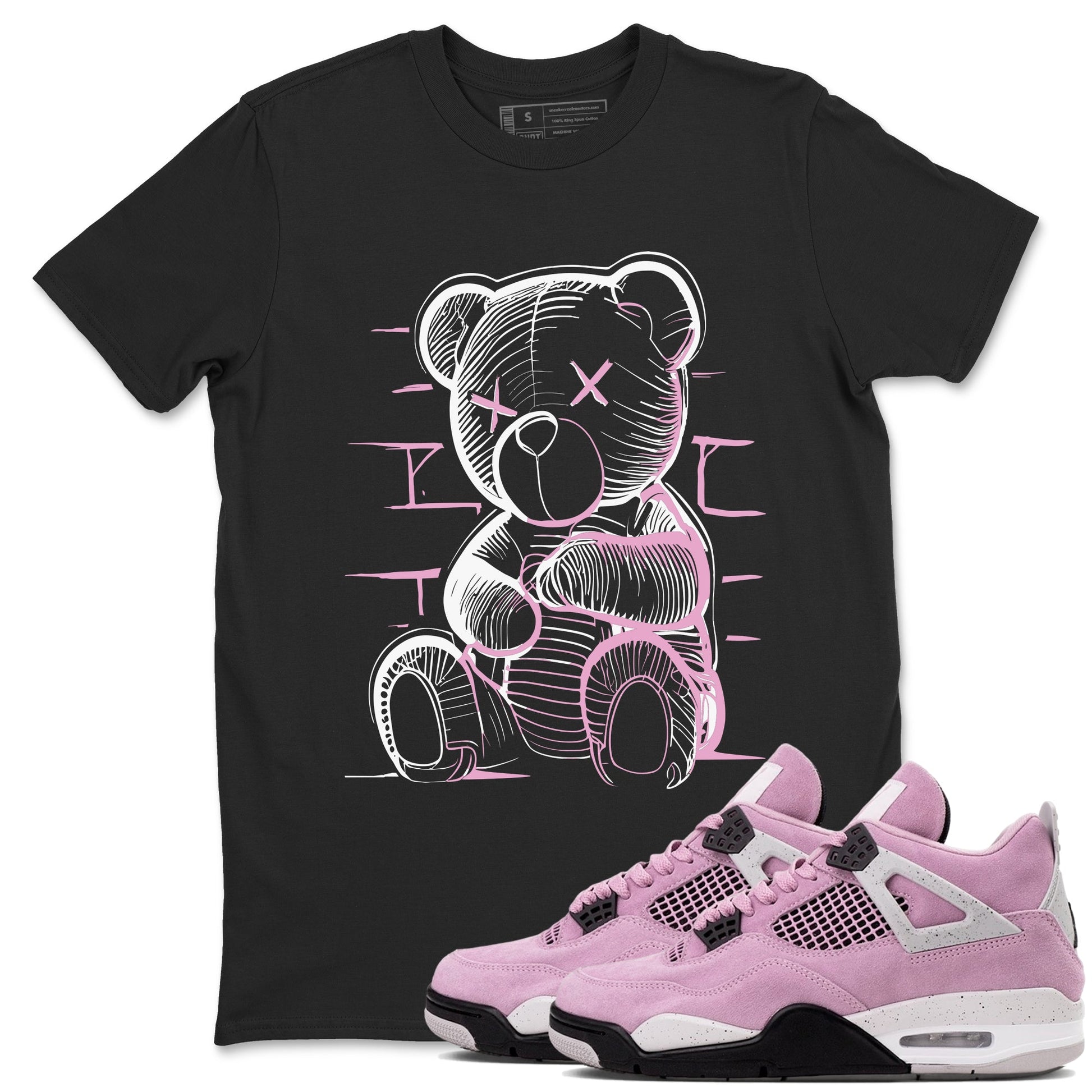 4s Retro Orchid shirts to match jordans Neon Bear sneaker match tees Air Jordan 4 WMNS Orchid match shoes to clothes SNRT Sneaker Tees unisex cotton Black 1 shirts
