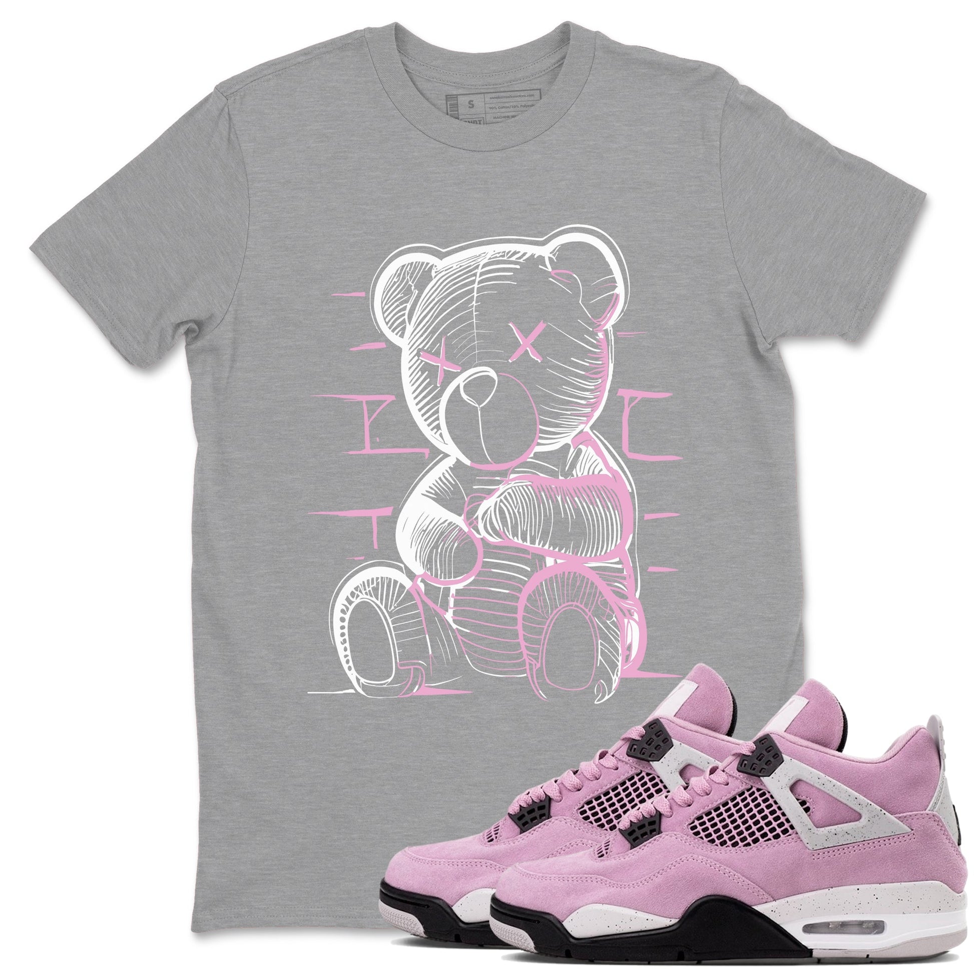 4s Retro Orchid shirts to match jordans Neon Bear sneaker match tees Air Jordan 4 WMNS Orchid match shoes to clothes SNRT Sneaker Tees unisex cotton Heather Grey 1 shirts