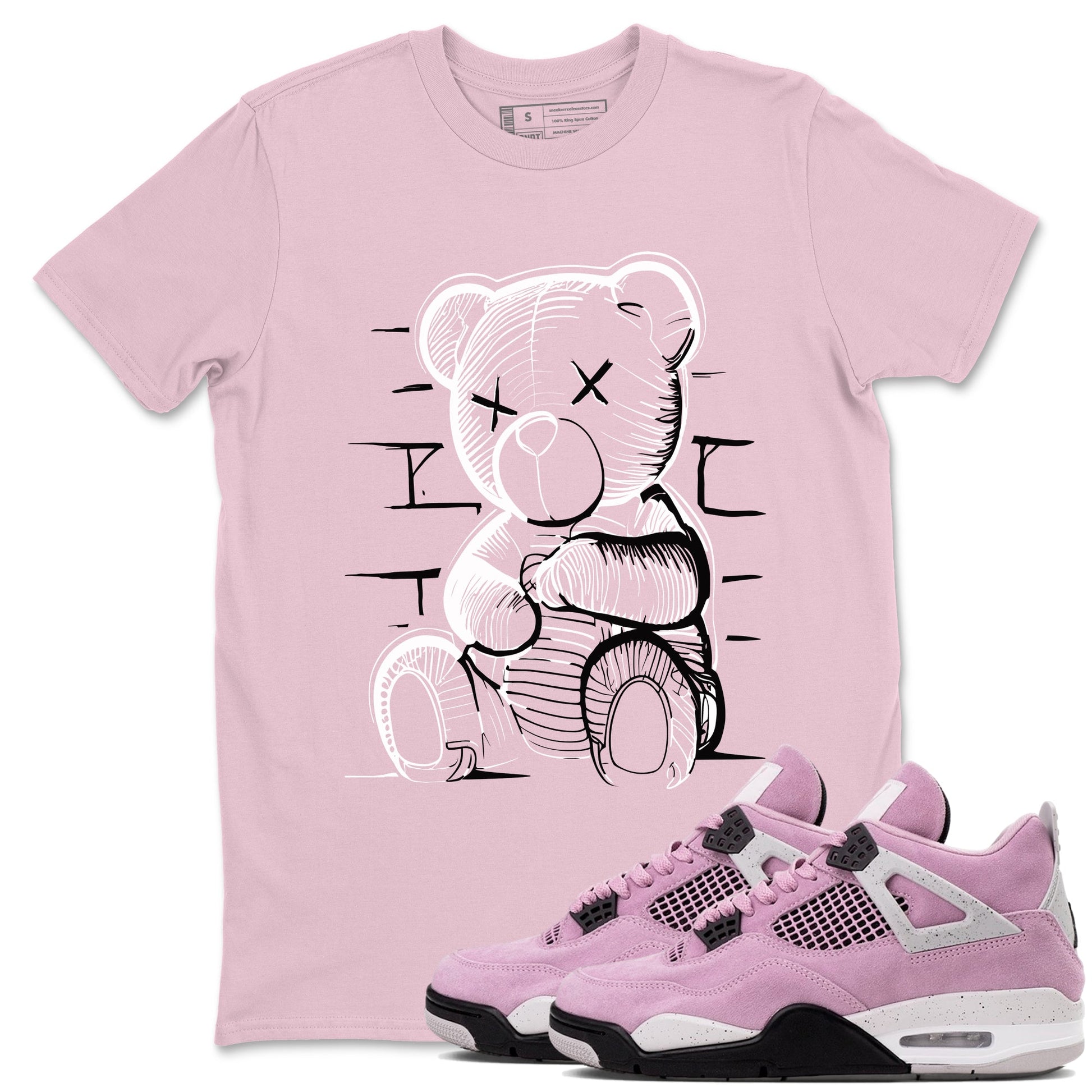 4s Retro Orchid shirts to match jordans Neon Bear sneaker match tees Air Jordan 4 WMNS Orchid match shoes to clothes SNRT Sneaker Tees unisex cotton Pink 1 shirts