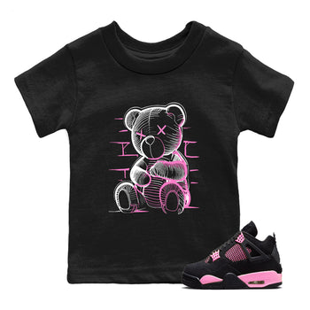 Sneaker match tees – Sneaker Tees To Match Air Jordan 4 Pink Thunder Shoes – Neon Bear Kids T-Shirt Black 1