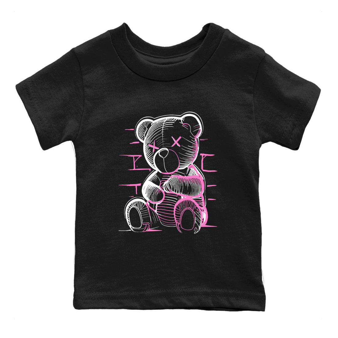 Sneaker match tees – Sneaker Tees To Match Air Jordan 4 Pink Thunder Shoes – Neon Bear Kids T-Shirt Black 2