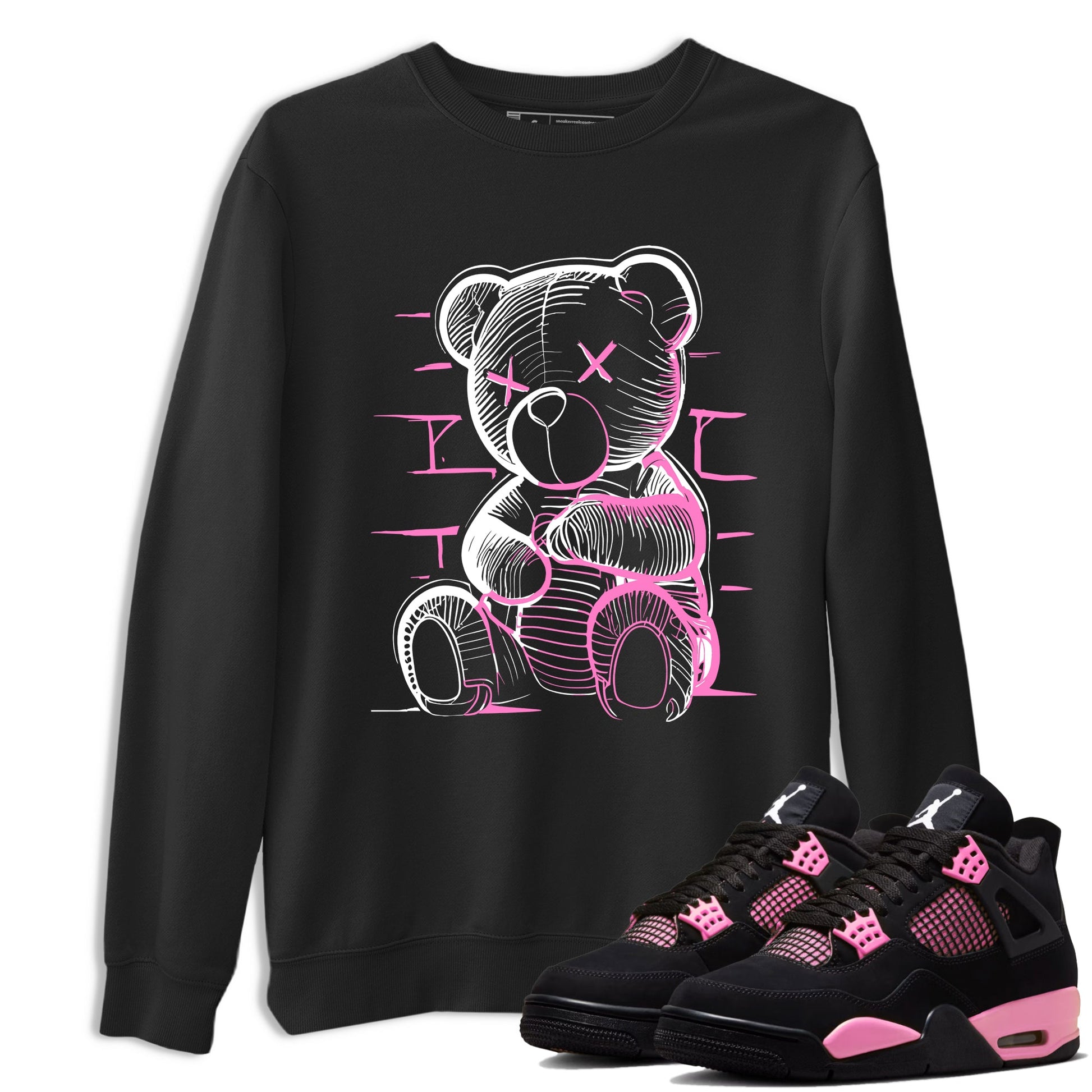 Sneaker match tees – Sneaker Tees To Match Air Jordan 4 Pink Thunder Shoes – Neon Bear Tee Black 1