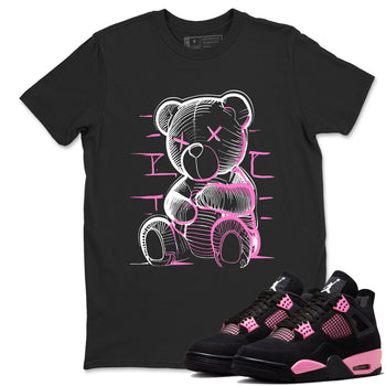 Sneaker match tees – Sneaker Tees To Match Air Jordan 4 Pink Thunder Shoes – Neon Bear Tee Black 1