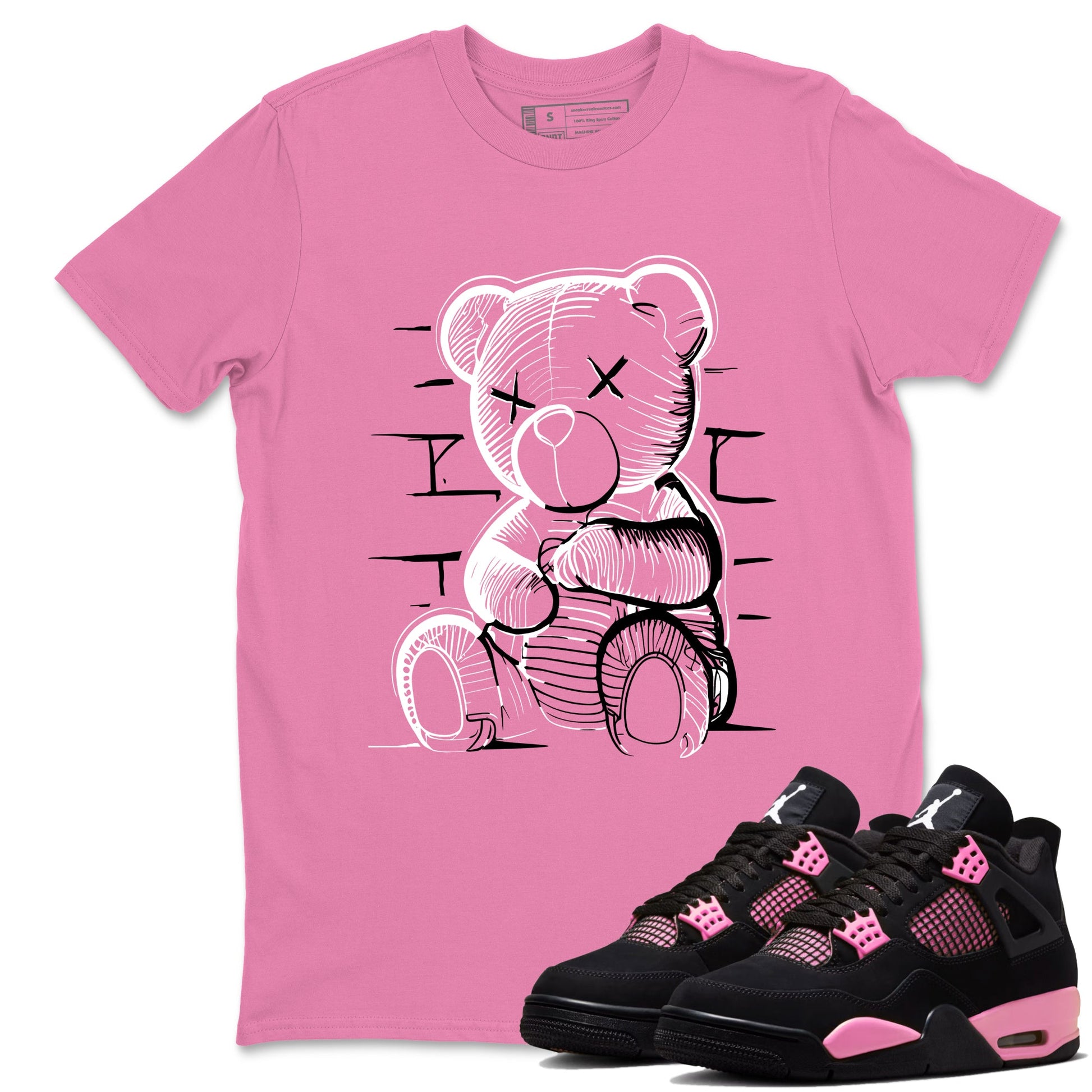 Sneaker match tees – Sneaker Tees To Match Air Jordan 4 Pink Thunder Shoes – Neon Bear Tee Bubble Gum 1