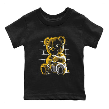Neon Bear baby and kids t-shirt crafted for little sneakerheads to shine with the 5s Tokyo sneakers, displayed in Black 2.