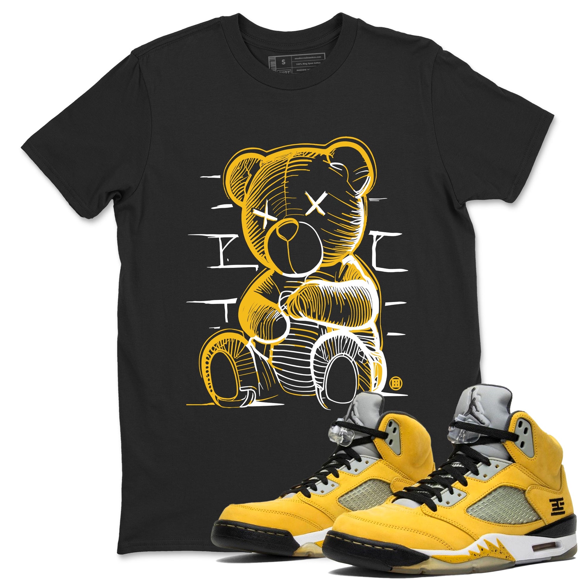 Neon Bear sneaker match t-shirt t-shirts to match jordans, dunks, yeezys 5s Tokyo sneakers, shown in Black 1.