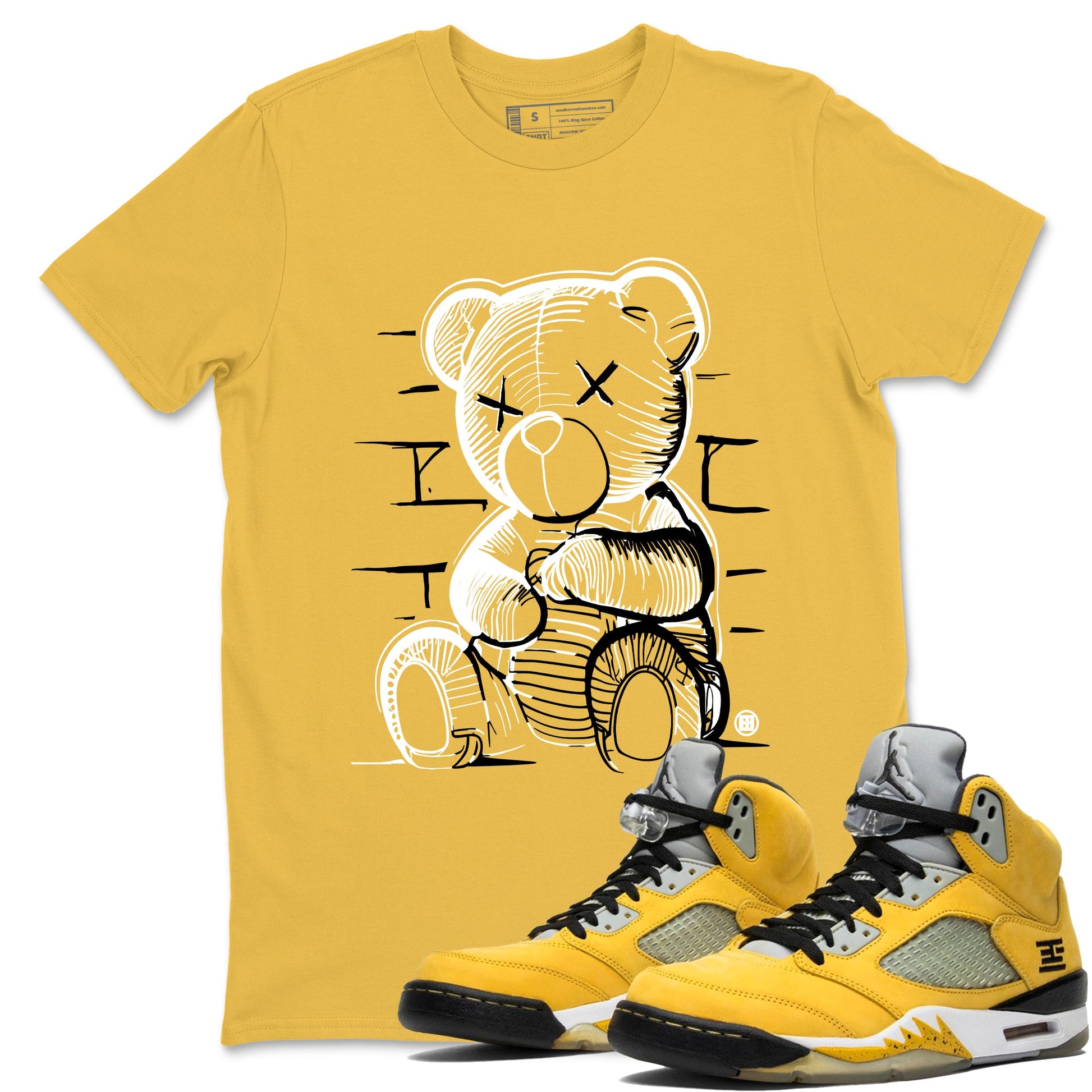 Neon Bear sneaker match t-shirt t-shirts to match jordans, dunks, yeezys 5s Tokyo sneakers, shown in Daisy 1.
