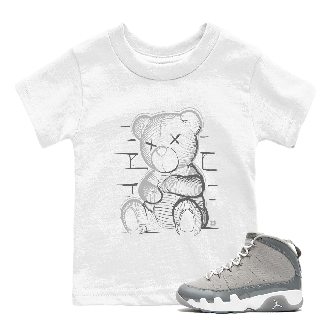 9s Cool Grey shirts to match jordans Neon Bear sneaker match tees Air Jordan 9 Cool Grey match shoes to clothes SNRT Sneaker Tees Youth Baby White 1 tee