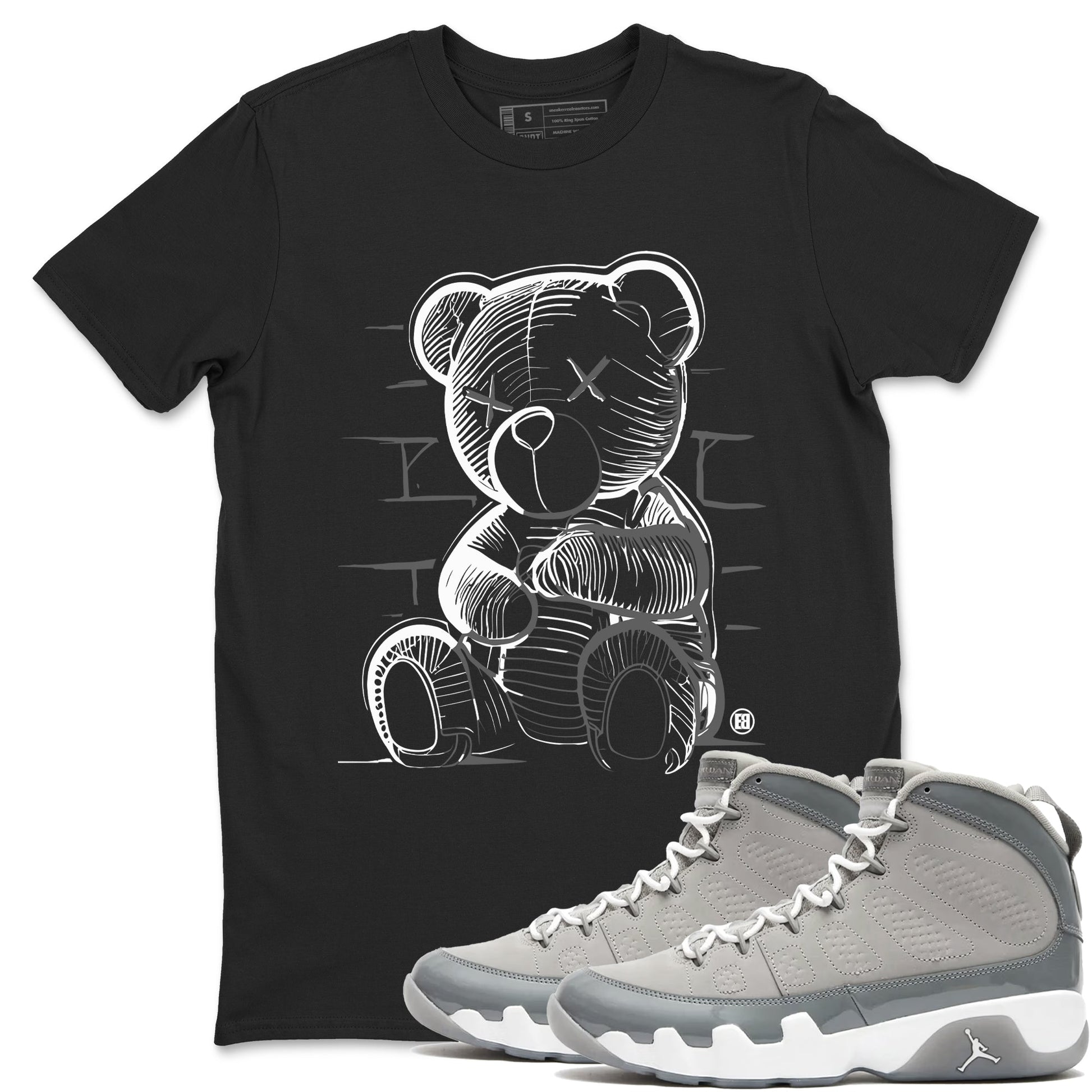 9s Cool Grey shirts to match jordans Neon Bear sneaker match tees Air Jordan 9 Cool Grey match shoes to clothes SNRT Sneaker Tees unisex cotton Black 1 shirts