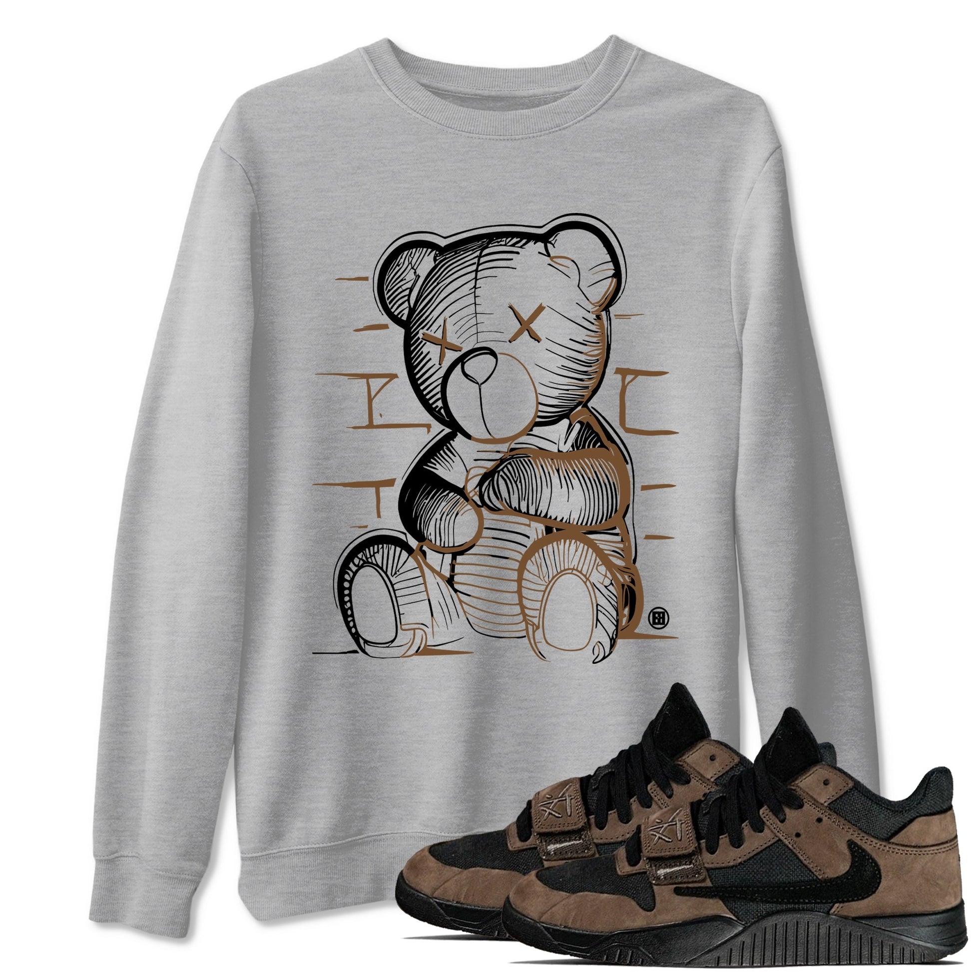 Travis Scott x Jordan Jumpman Jack TR Dark Mocha shirts to match jordans Neon Bear sneaker match tees Jordan Jumpman Jack Travis Scott Dark Mocha match shoes to clothes SNRT Sneaker Tees unisex cotton Heather Grey 1 shirts
