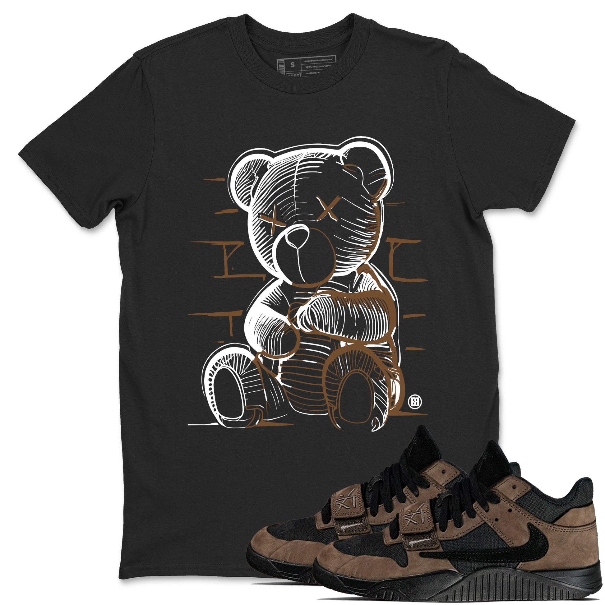 Travis Scott x Jordan Jumpman Jack TR Dark Mocha shirts to match jordans Neon Bear sneaker match tees Jordan Jumpman Jack Travis Scott Dark Mocha match shoes to clothes SNRT Sneaker Tees unisex cotton Black 1 shirts