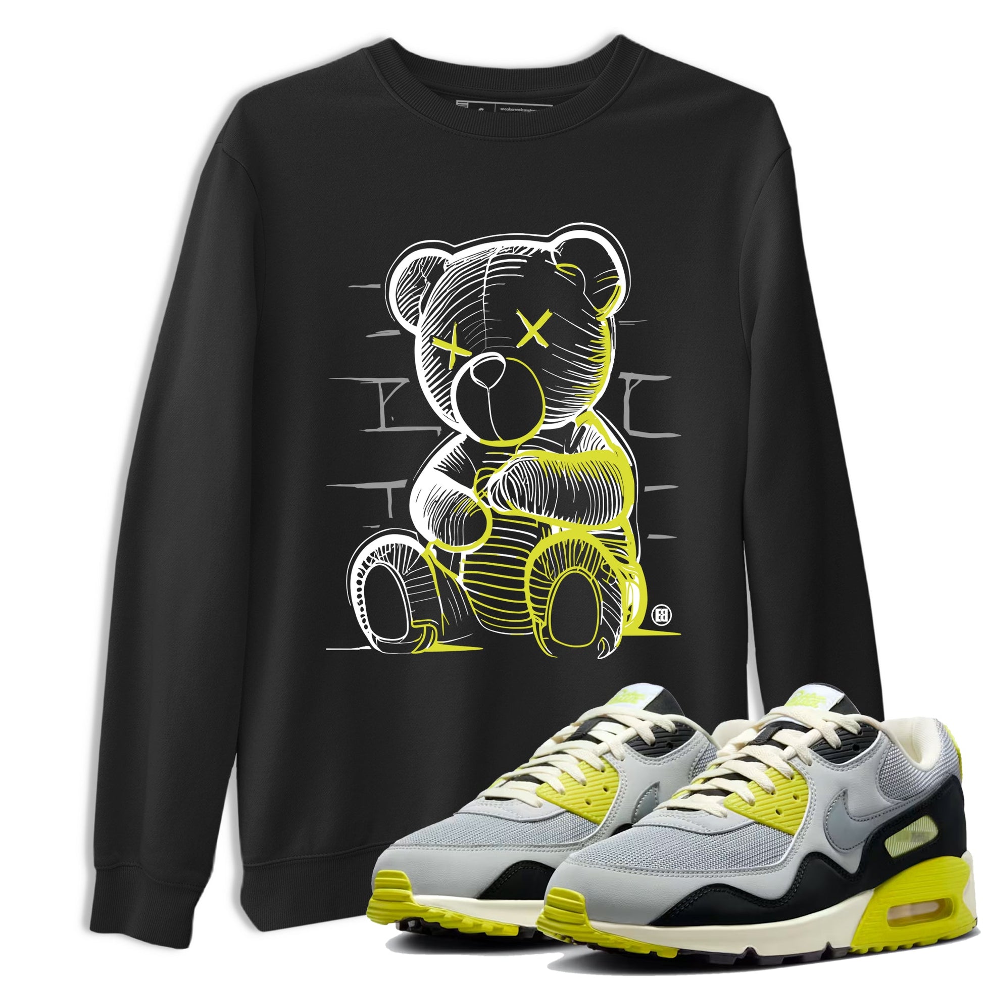 Neon Bear sneaker match t-shirt styled to complete your fit with the Air Max 90 Cyber sneakers, shown in Black 1.