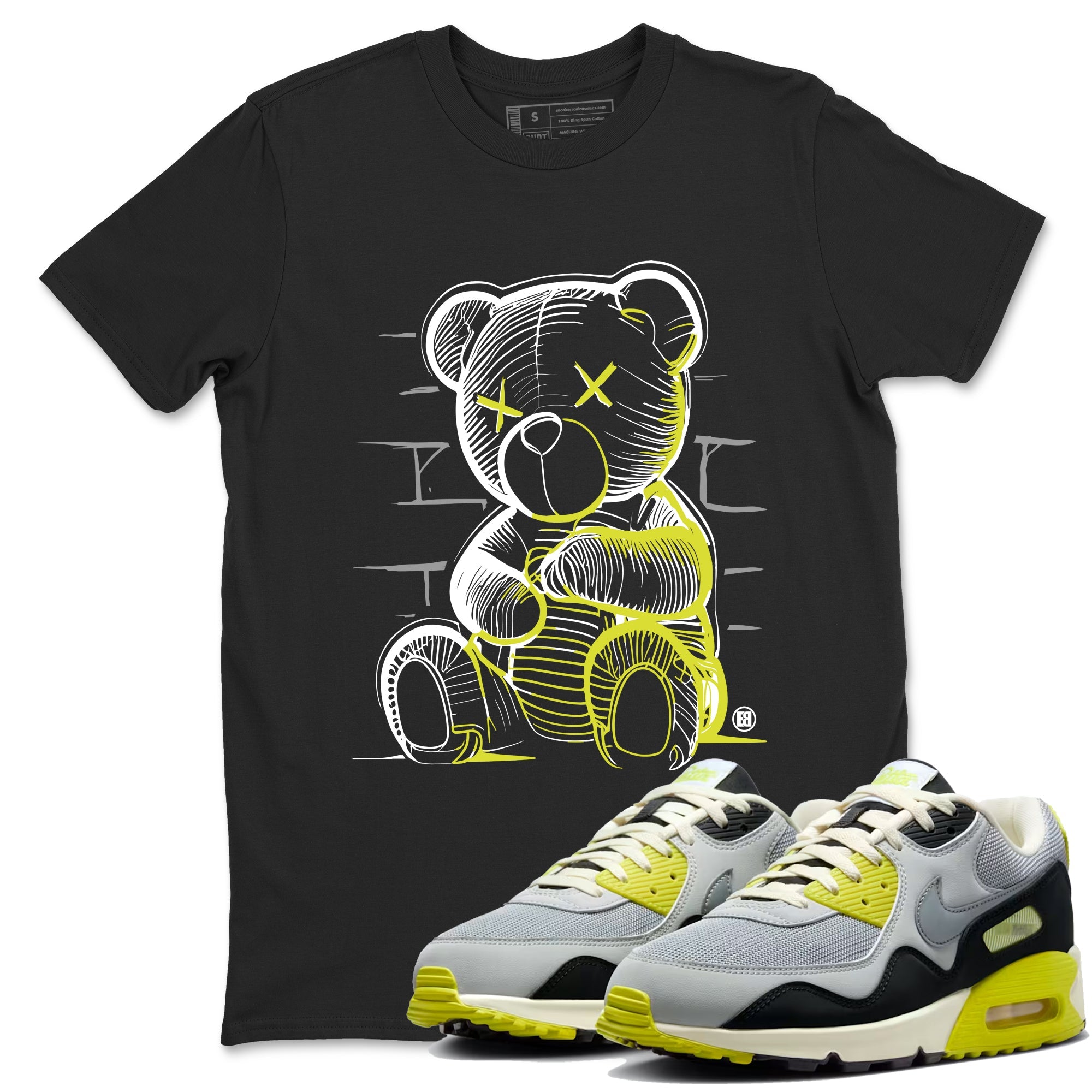 Neon Bear sneaker match t-shirt styled to complete your fit with the Air Max 90 Cyber sneakers, shown in Black 1.