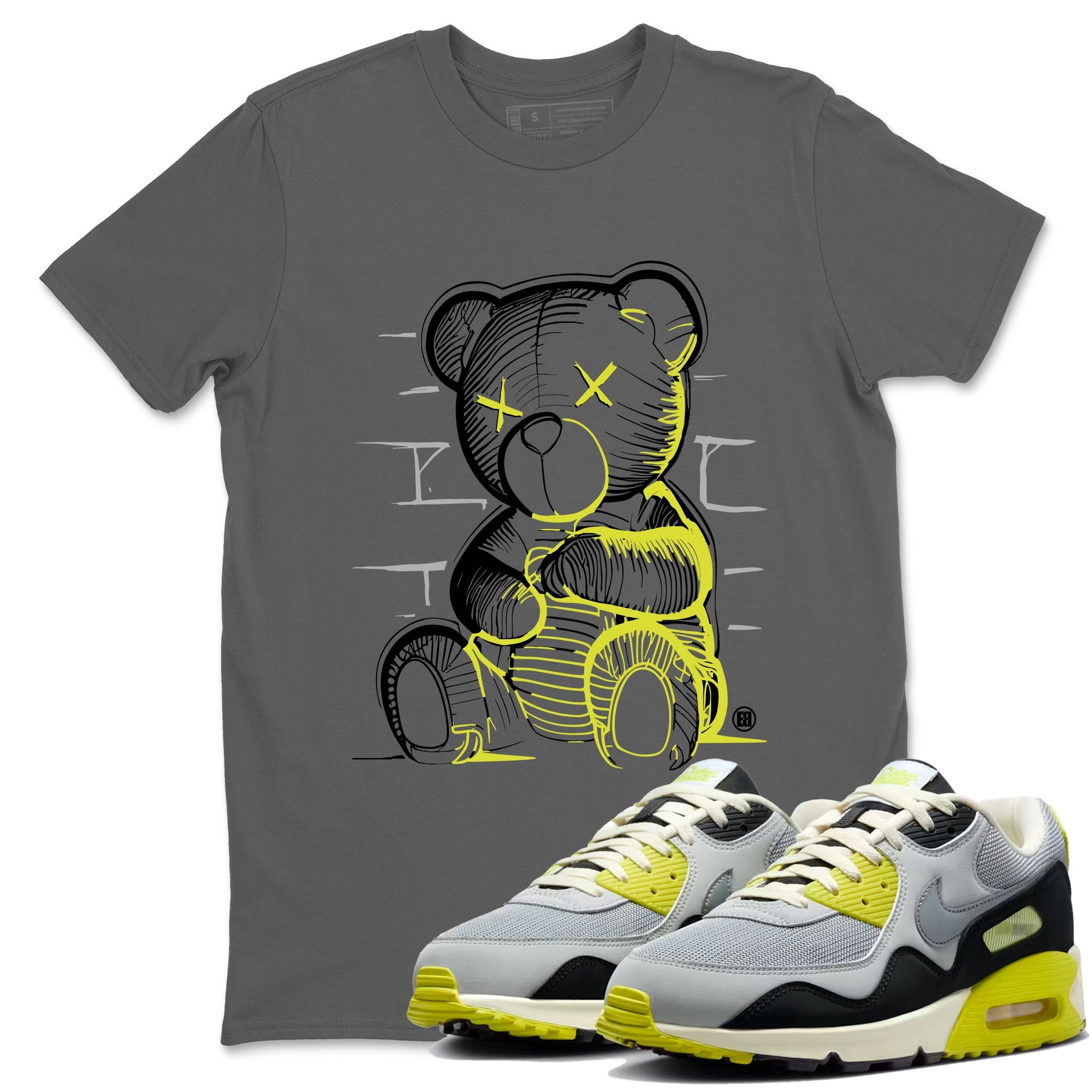Neon Bear sneaker match t-shirt styled to complete your fit with the Air Max 90 Cyber sneakers, shown in Cool Grey 1.