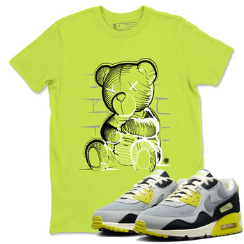 Neon Bear sneaker match t-shirt styled to complete your fit with the Air Max 90 Cyber sneakers, shown in Safety Green 1.