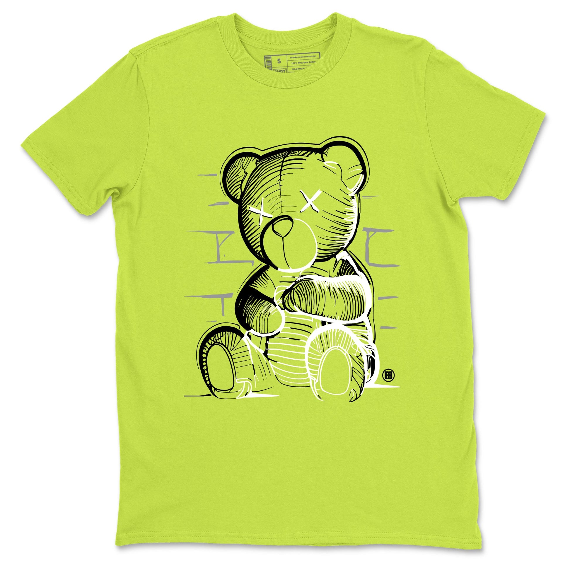 Neon Bear sneaker match t-shirt styled to complete your fit with the Air Max 90 Cyber sneakers, shown in Safety Green 2.