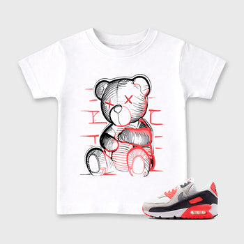 Sneaker match tees – Sneaker Tees To Match Air Max 90 Infrared Shoes – Neon Bear Kids T-Shirt White 1