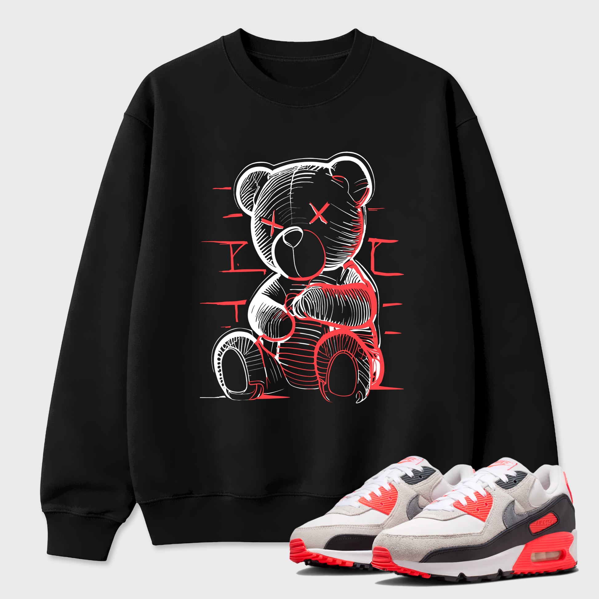 Sneaker match tees – Sneaker Tees To Match Air Max 90 Infrared Shoes – Neon Bear Tee Black 1