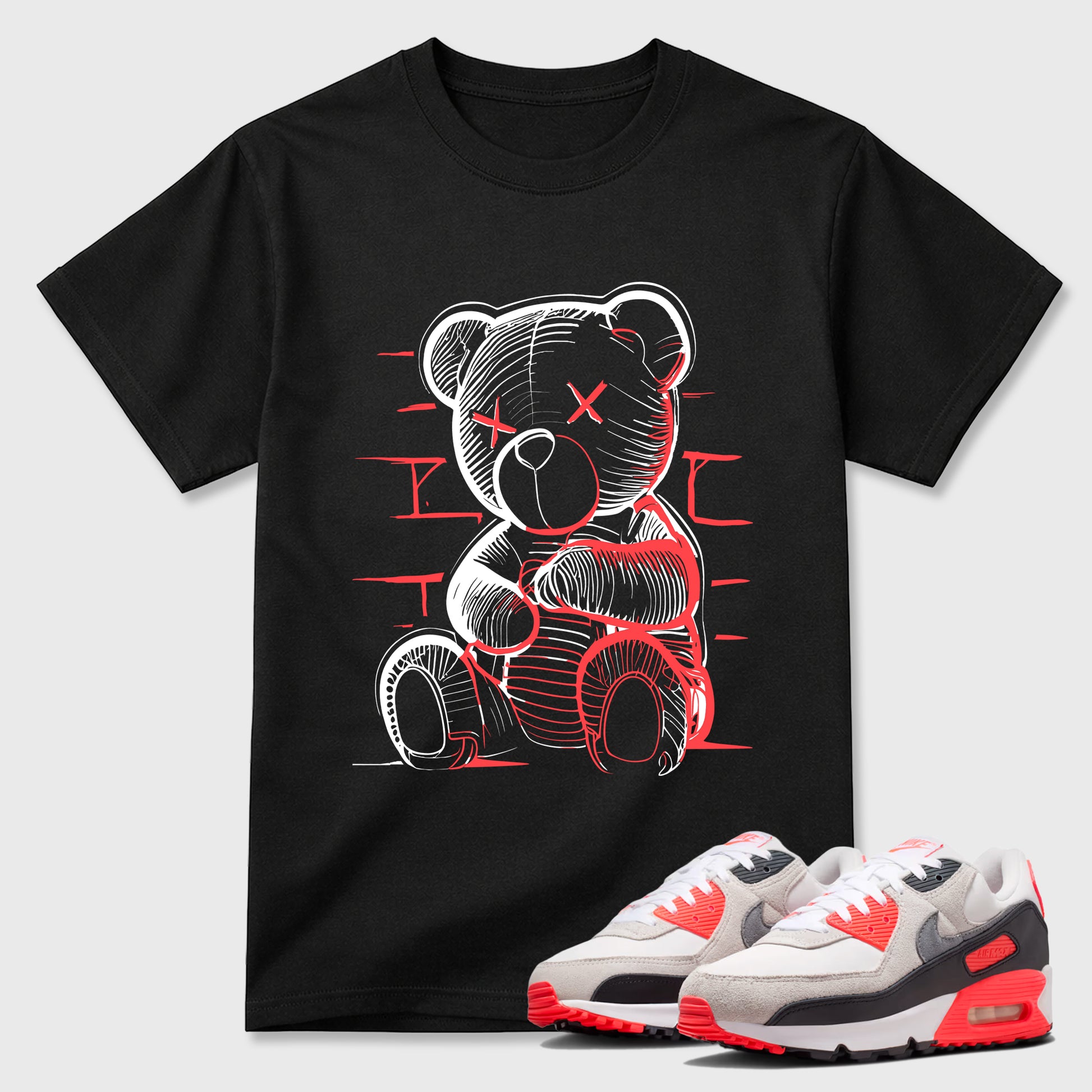 Sneaker match tees – Sneaker Tees To Match Air Max 90 Infrared Shoes – Neon Bear Tee Black 1