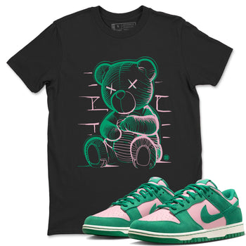Dunk Low Medium Soft Pink Malachite shirt to match jordans Neon Bear sneaker tees Dunks Medium Soft Pink Malachite Streetwear Brand SNRT Sneaker Release Tees unisex cotton Black 1 crew neck shirt