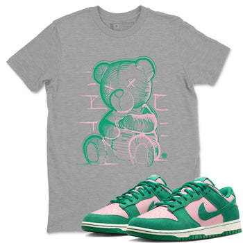 Dunk Low Medium Soft Pink Malachite shirt to match jordans Neon Bear sneaker tees Dunks Medium Soft Pink Malachite Streetwear Brand SNRT Sneaker Release Tees unisex cotton Heather Grey 1 crew neck shirt