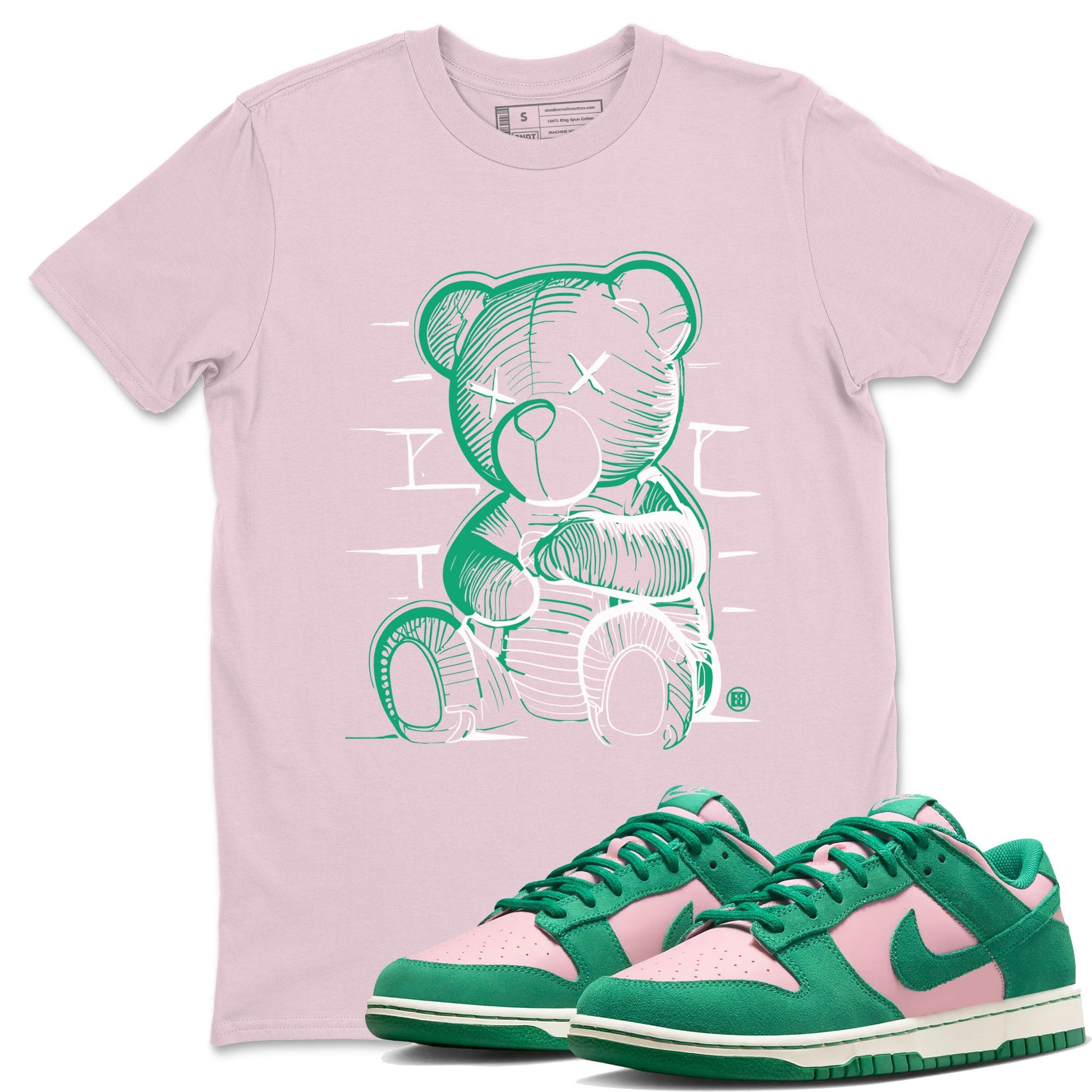 Dunk Low Medium Soft Pink Malachite shirt to match jordans Neon Bear sneaker tees Dunks Medium Soft Pink Malachite Streetwear Brand SNRT Sneaker Release Tees unisex cotton Pink 1 crew neck shirt