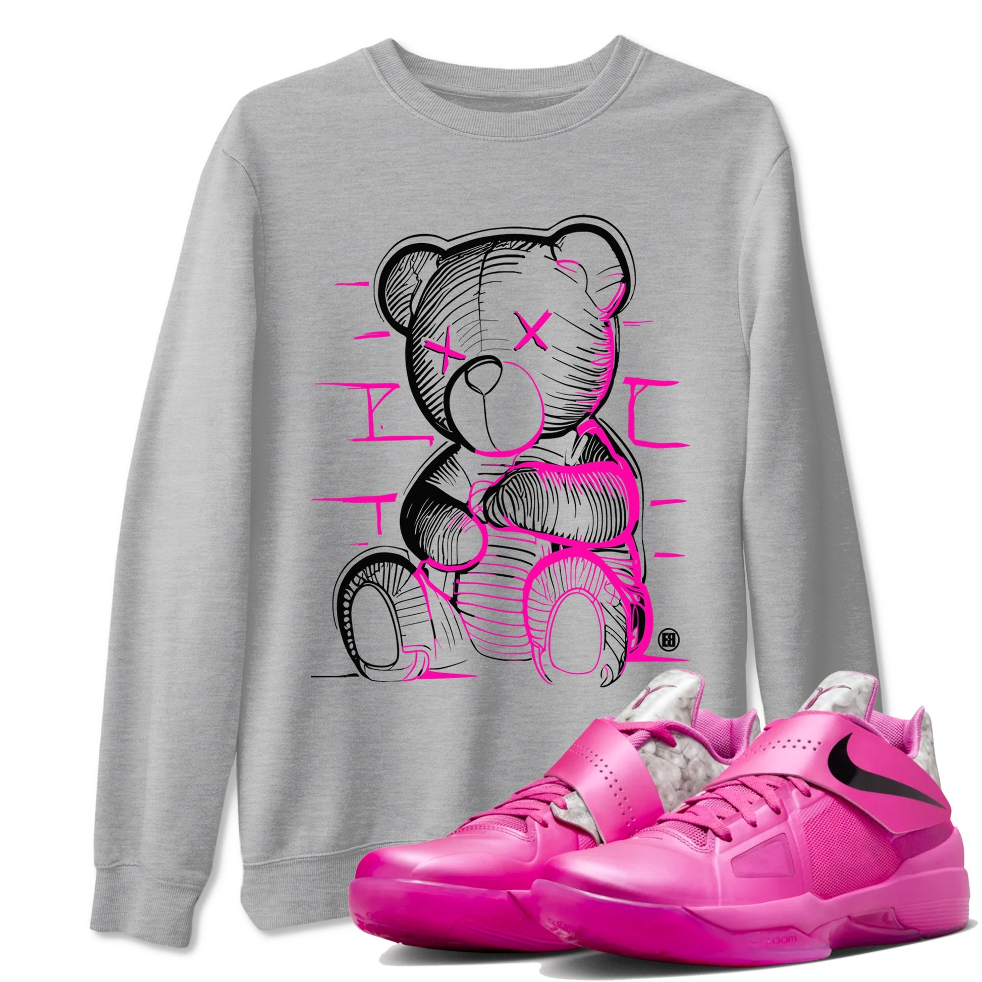 Nike KD 4 Retro Aunt Pearl shirts to match jordans Neon Bear sneaker match tees Nike KD 4 Aunt Pearl match shoes to clothes SNRT Sneaker Tees unisex cotton Heather Grey 1 shirts