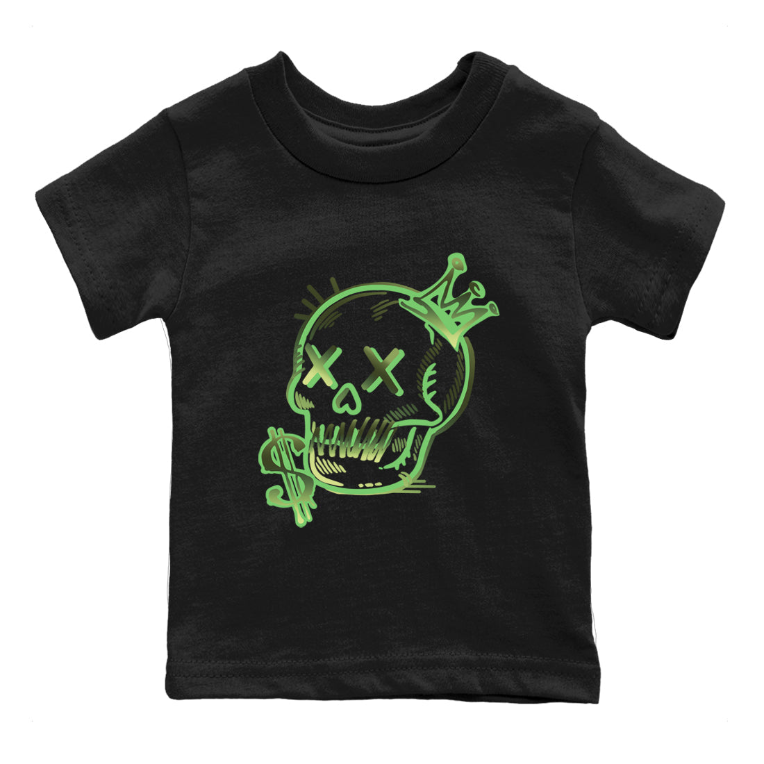 Sneaker match tees – Sneaker Tees To Match Air Foamposite One Pine Green Shoes – Neon Skull Kids T-Shirt Black 2