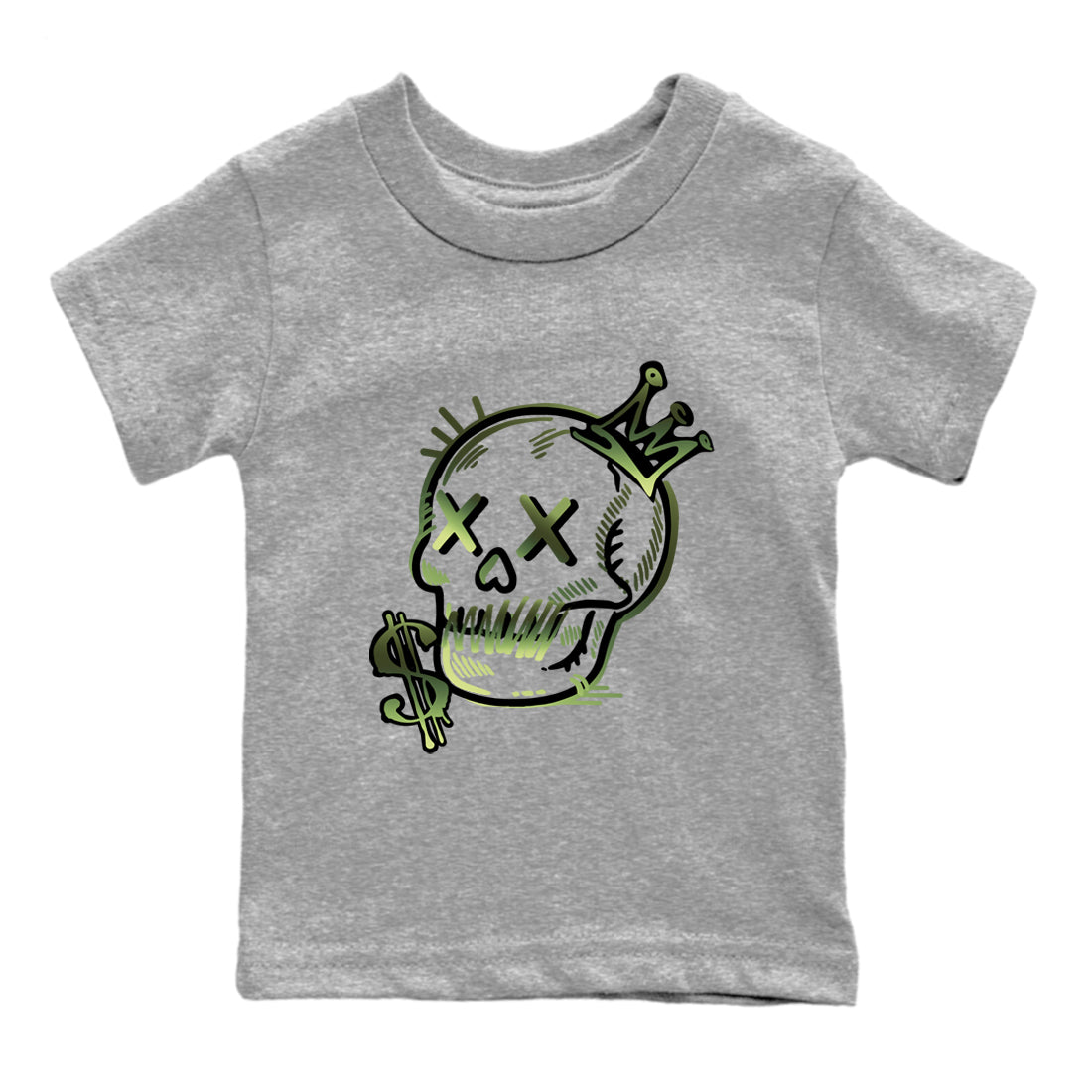 Sneaker match tees – Sneaker Tees To Match Air Foamposite One Pine Green Shoes – Neon Skull Kids T-Shirt Heather Grey 2