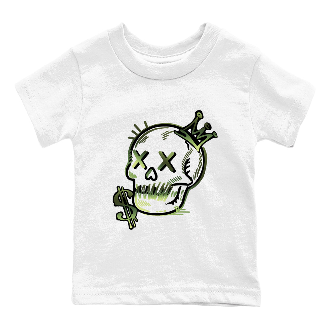 Sneaker match tees – Sneaker Tees To Match Air Foamposite One Pine Green Shoes – Neon Skull Kids T-Shirt White 2