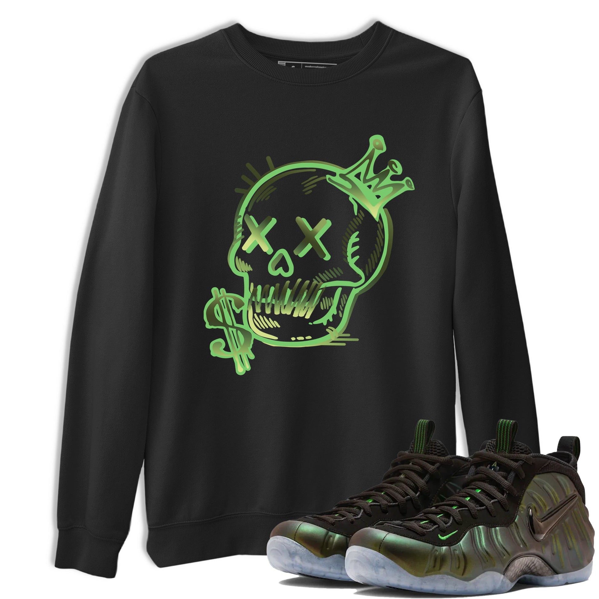 Sneaker match tees – Sneaker Tees To Match Air Foamposite One Pine Green Shoes – Neon Skull Tee Black 1