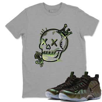 Sneaker match tees – Sneaker Tees To Match Air Foamposite One Pine Green Shoes – Neon Skull Tee Heather Grey 1