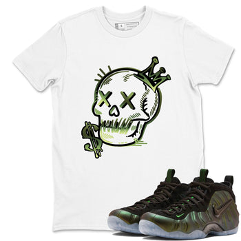 Sneaker match tees – Sneaker Tees To Match Air Foamposite One Pine Green Shoes – Neon Skull Tee White 1