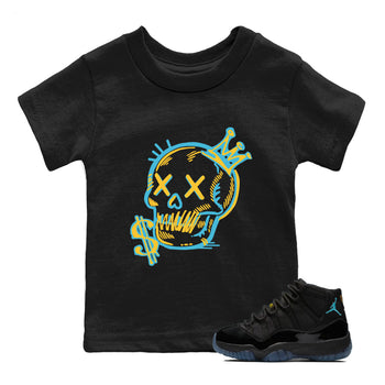 Sneaker match tees – Sneaker Tees To Match Air Jordan 11 Gamma Shoes – Neon Skull Kids T-Shirt Black 1