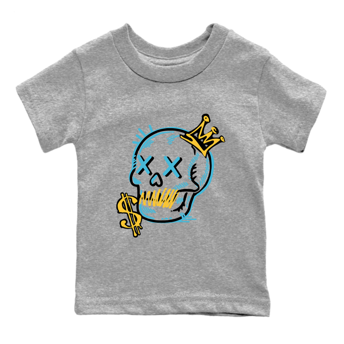Sneaker match tees – Sneaker Tees To Match Air Jordan 11 Gamma Shoes – Neon Skull Kids T-Shirt Heather Grey 2