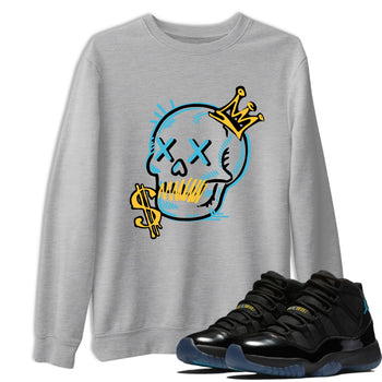 Sneaker match tees – Sneaker Tees To Match Air Jordan 11 Gamma Shoes – Neon Skull Tee Heather Grey 1