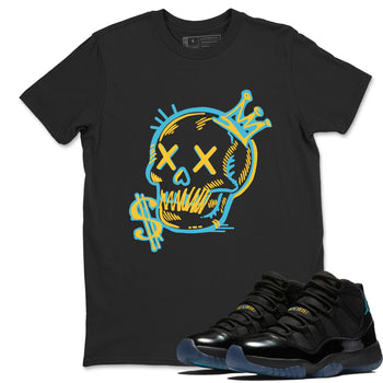 Sneaker match tees – Sneaker Tees To Match Air Jordan 11 Gamma Shoes – Neon Skull Tee Black 1