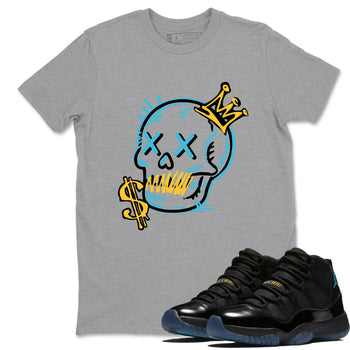 Sneaker match tees – Sneaker Tees To Match Air Jordan 11 Gamma Shoes – Neon Skull Tee Heather Grey 1