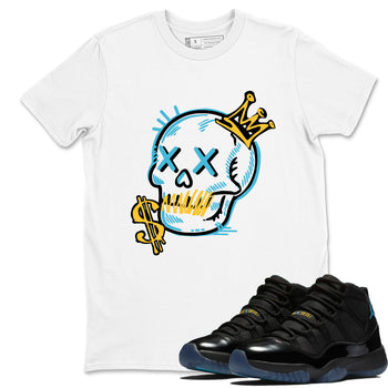 Sneaker match tees – Sneaker Tees To Match Air Jordan 11 Gamma Shoes – Neon Skull Tee White 1