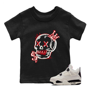 Sneaker match tees – Sneaker Tees To Match Air Jordan 4 Flight Club Shoes – Neon Skull Kids T-Shirt Black 1