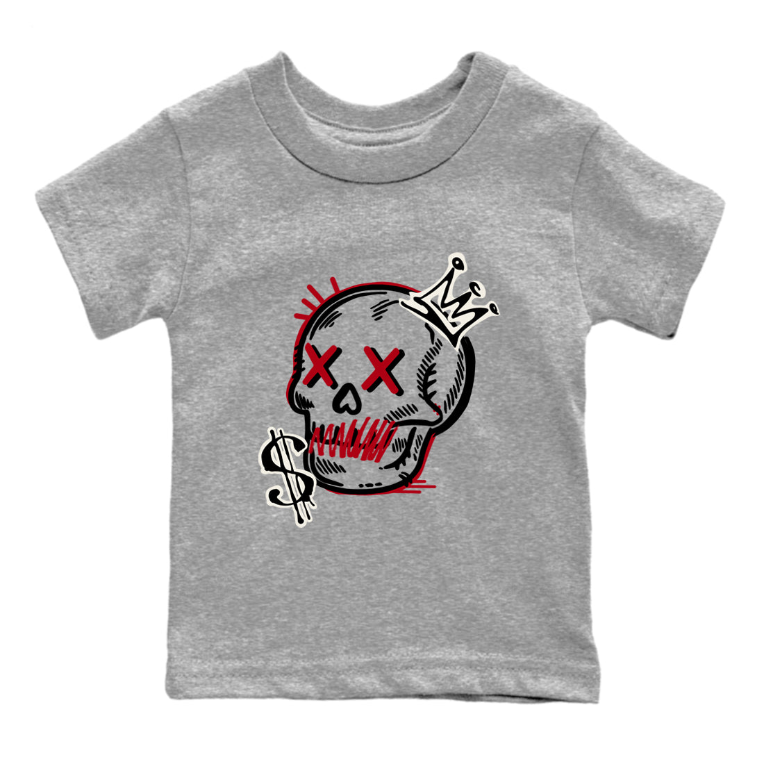Sneaker match tees – Sneaker Tees To Match Air Jordan 4 Flight Club Shoes – Neon Skull Kids T-Shirt Heather Grey 2