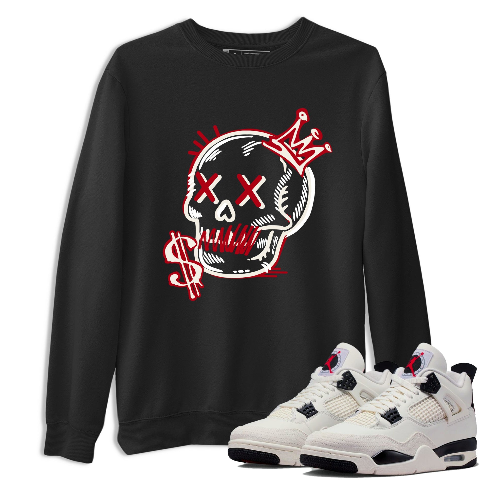 Sneaker match tees – Sneaker Tees To Match Air Jordan 4 Flight Club Shoes – Neon Skull Tee Black 1