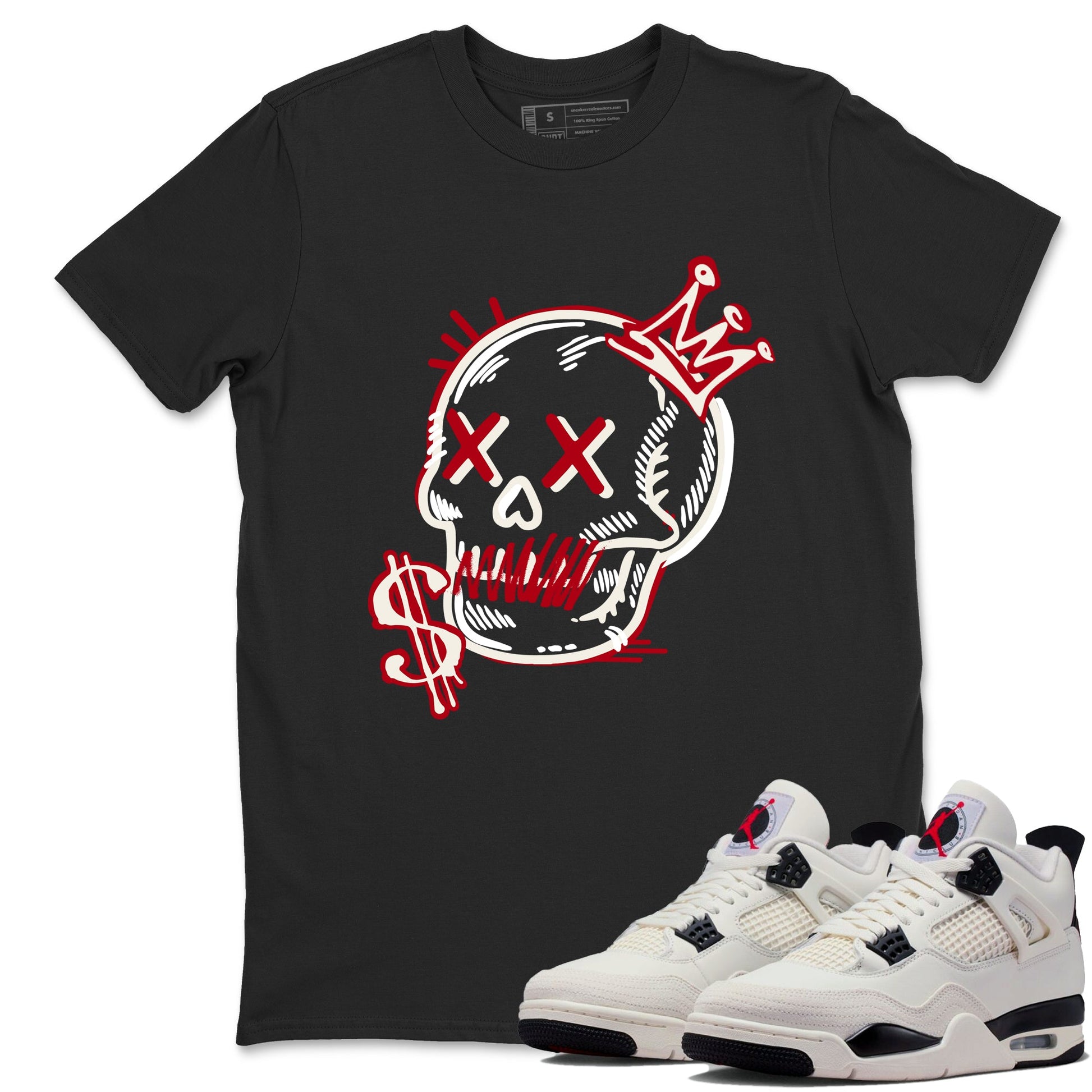 Sneaker match tees – Sneaker Tees To Match Air Jordan 4 Flight Club Shoes – Neon Skull Tee Black 1