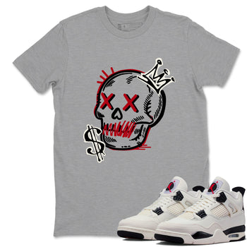 Sneaker match tees – Sneaker Tees To Match Air Jordan 4 Flight Club Shoes – Neon Skull Tee Heather Grey 1