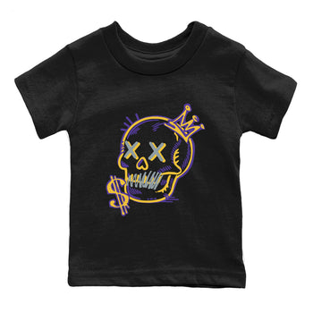 Sneaker match tees – Sneaker Tees To Match Air Jordan 4 Lakeshow Shoes – Neon Skull Kids T-Shirt Black 2