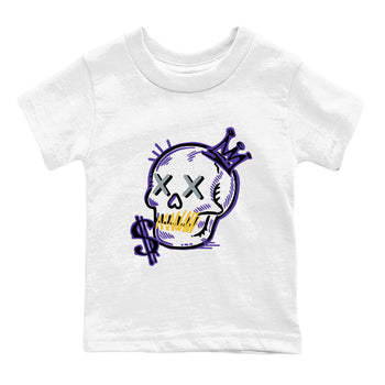 Sneaker match tees – Sneaker Tees To Match Air Jordan 4 Lakeshow Shoes – Neon Skull Kids T-Shirt White 2