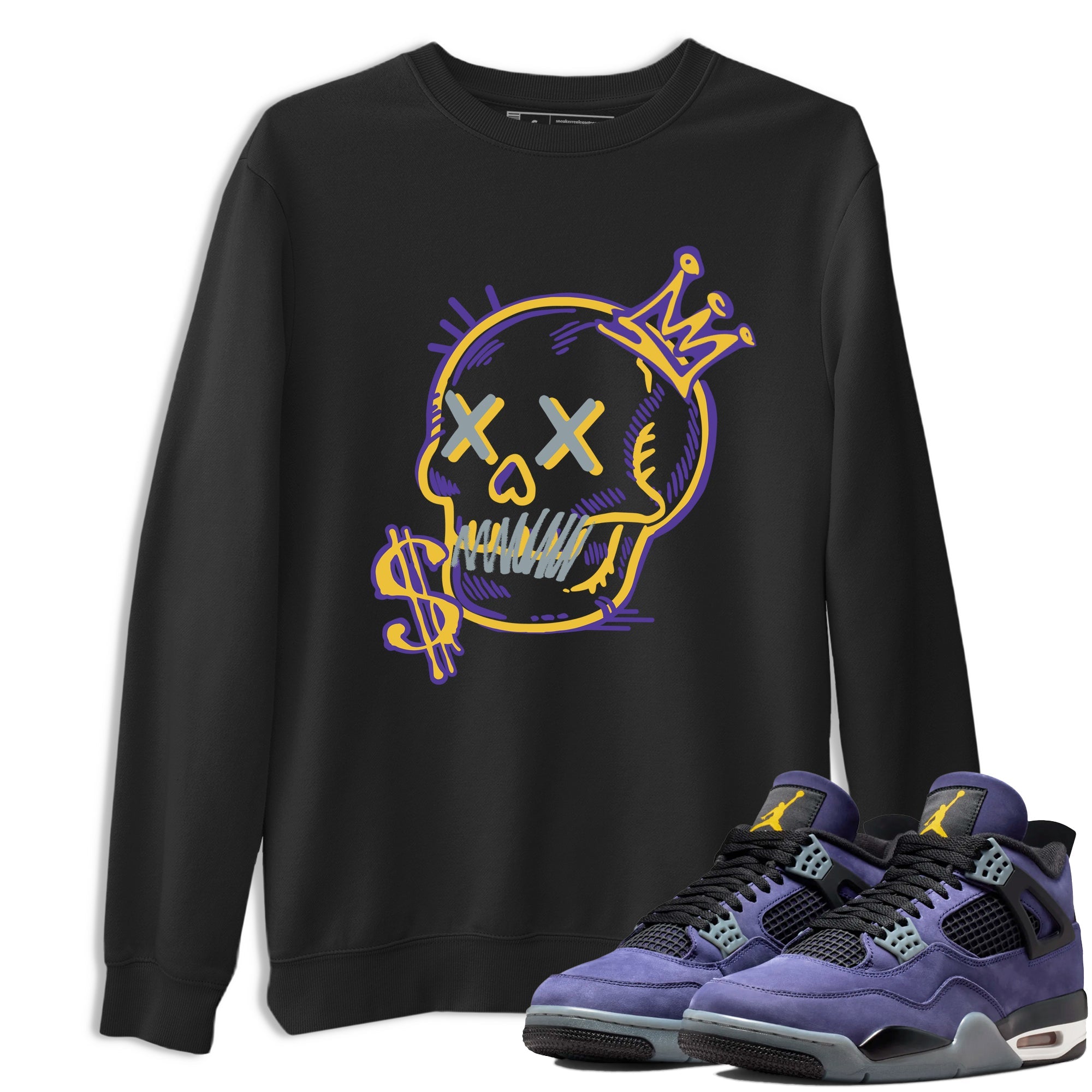 Sneaker match tees – Sneaker Tees To Match Air Jordan 4 Lakeshow Shoes – Neon Skull Tee Black 1