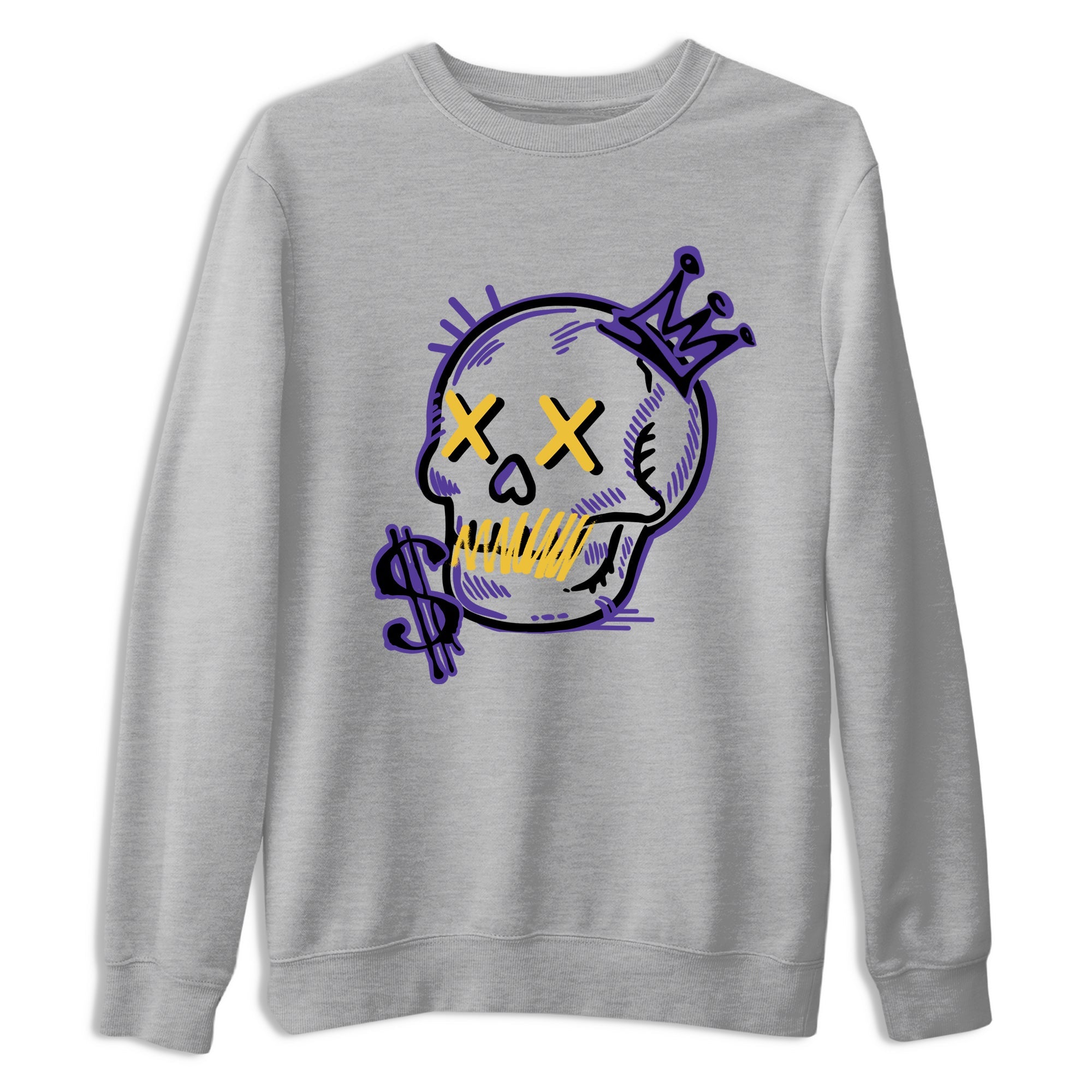 Sneaker match tees – Sneaker Tees To Match Air Jordan 4 Lakeshow Shoes – Neon Skull Tee Heather Grey 2