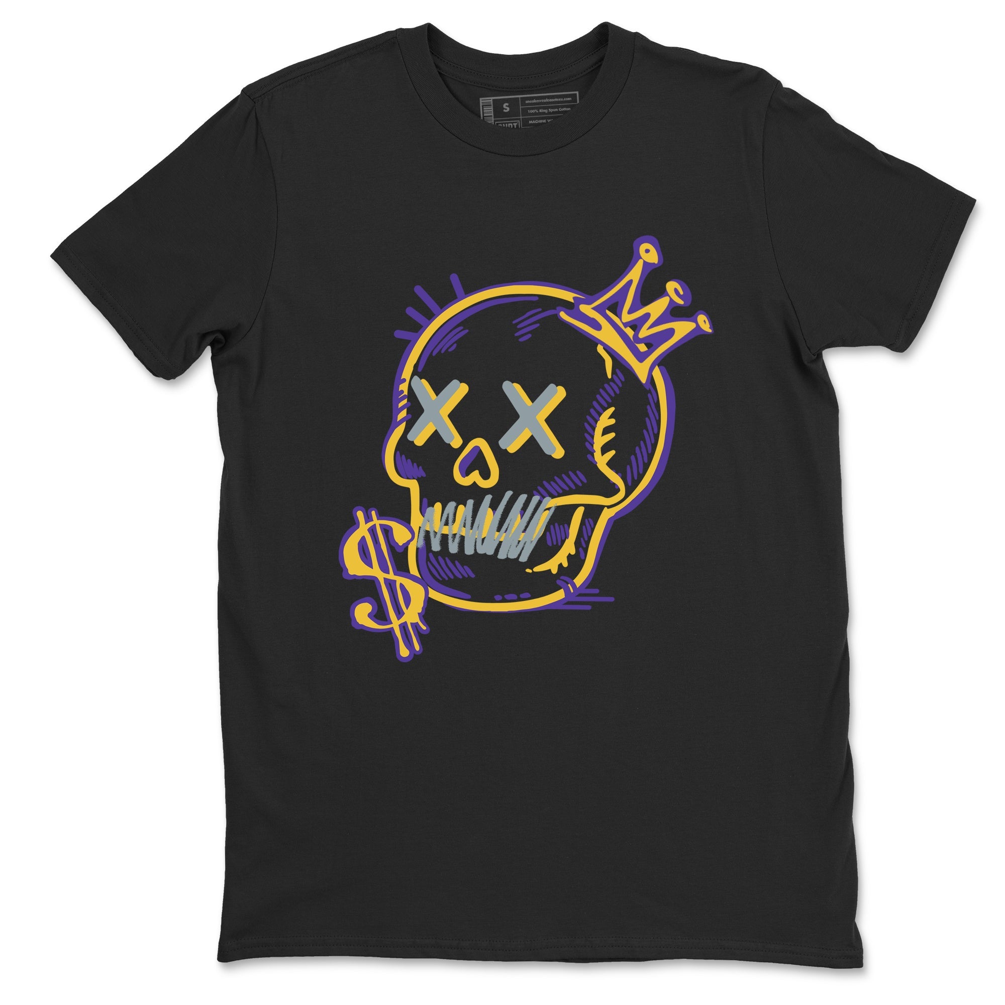 Sneaker match tees – Sneaker Tees To Match Air Jordan 4 Lakeshow Shoes – Neon Skull Tee Black 2